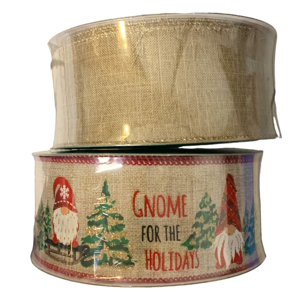 NWT BUNDLE of 2 Rolls of Premium Wired Christmas Holiday Ribbon 2.5” x 50 Yards